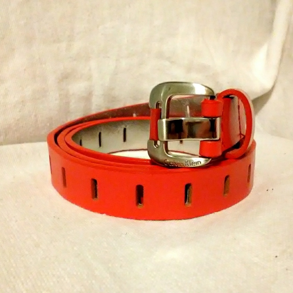 Vintage Calvin Klein women's red leather belt